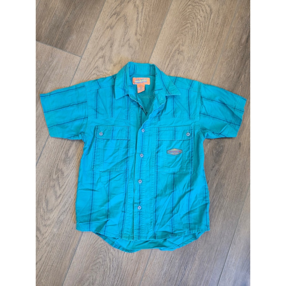 Vintage 1990s Apparatus Brand Youth Medium Collared Button Up Short Sleeve Shirt